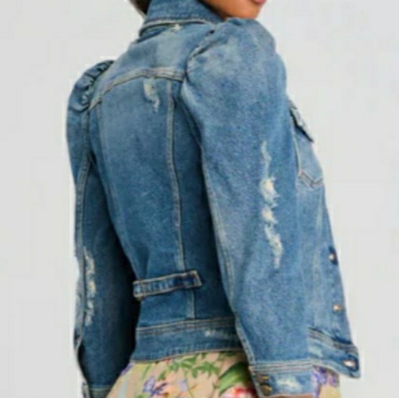 Retrofete Ada Puff Shoulder Jacket Size M Color Vintage Blue - Picture 3 of 5